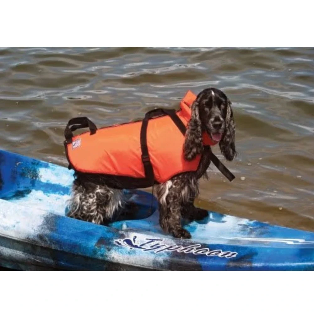 Fido Float Dog Life Jacket Neon Orange Large Pet Safety Vest PFD with Handles